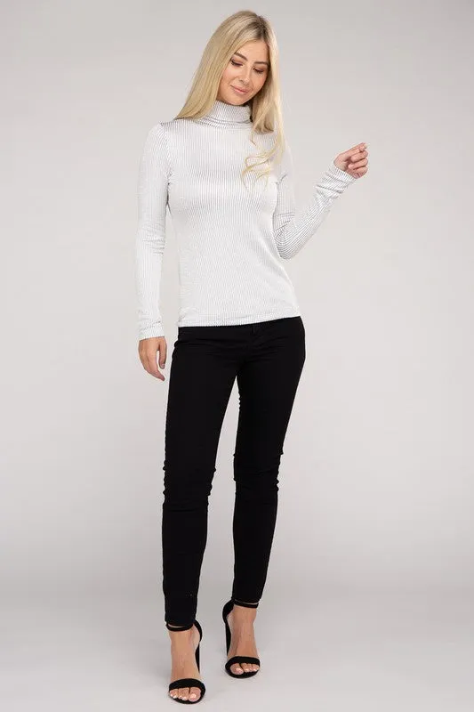 ZENANA Ribbed Turtle Neck Long Sleeve Top