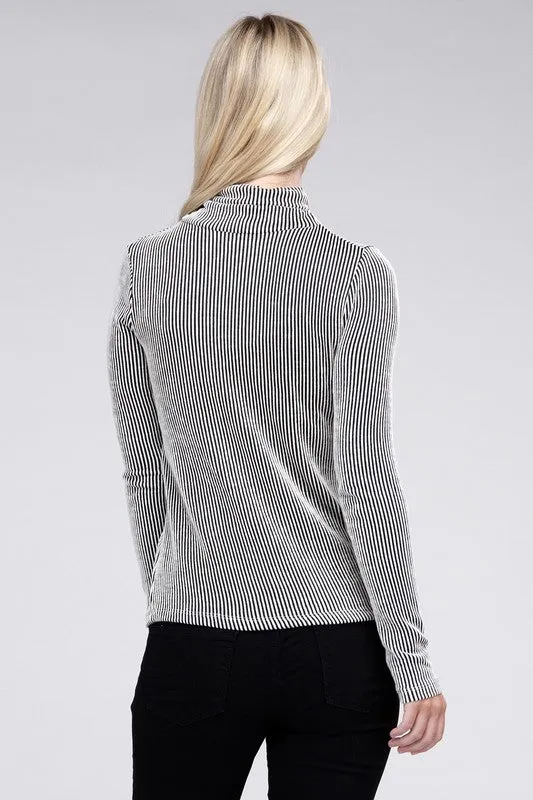 ZENANA Ribbed Turtle Neck Long Sleeve Top