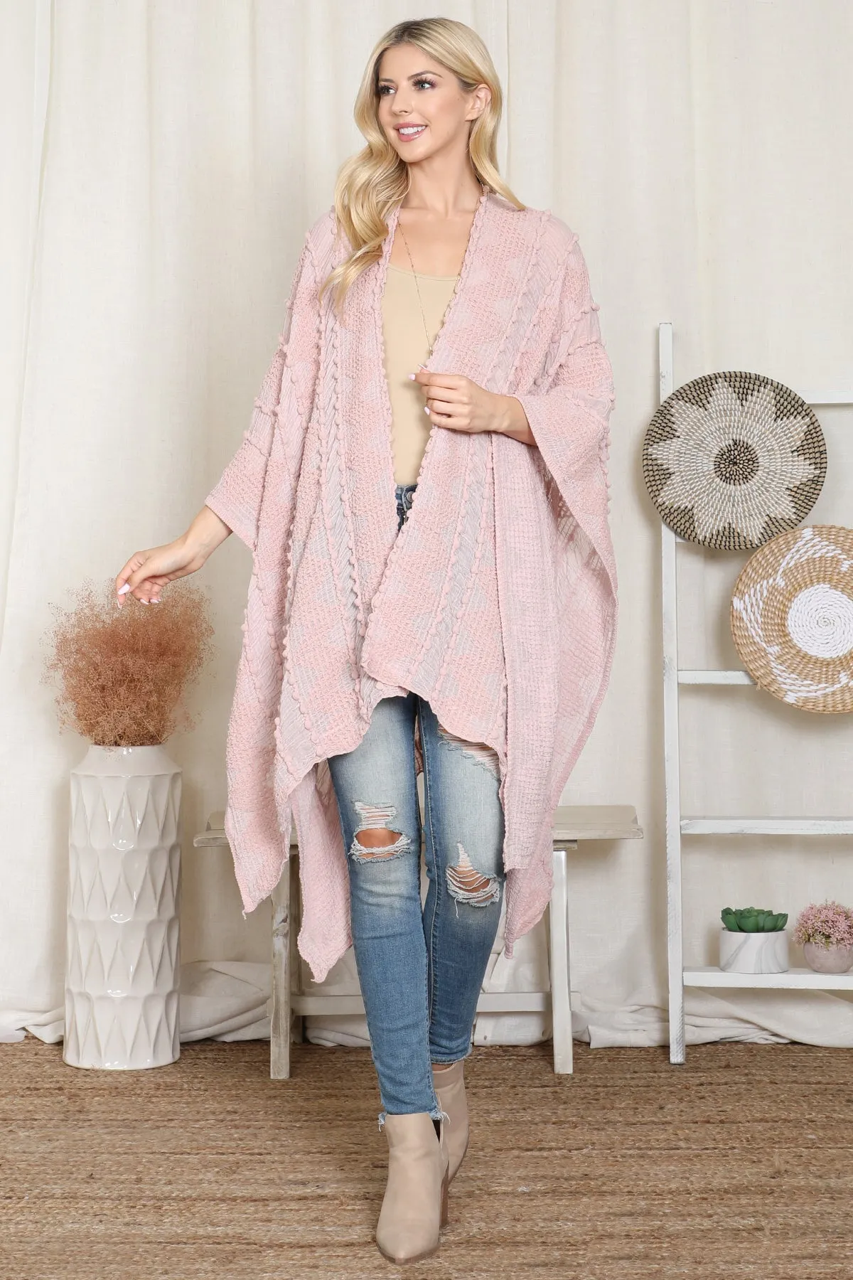 ZIGZAG POMPOM PALMER KIMONO
