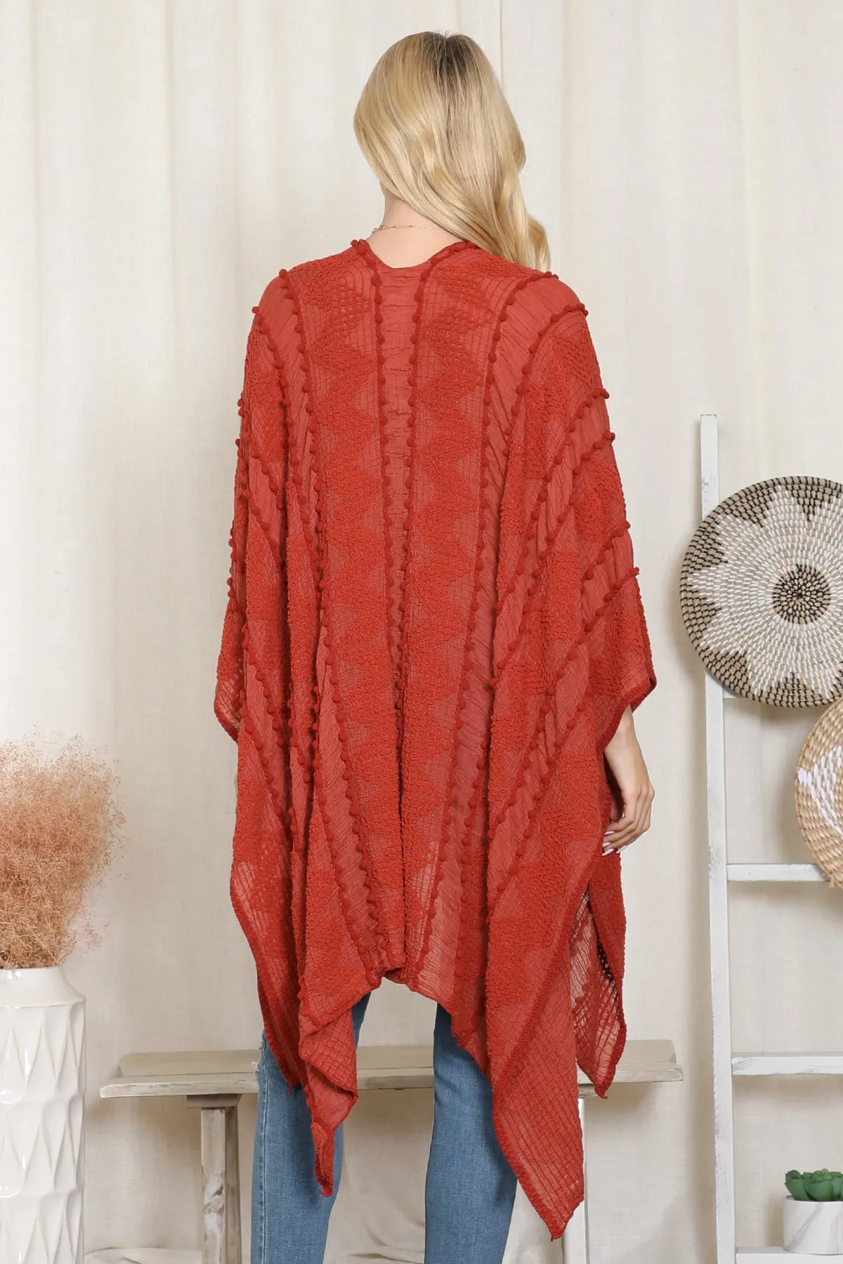 ZIGZAG POMPOM PALMER KIMONO