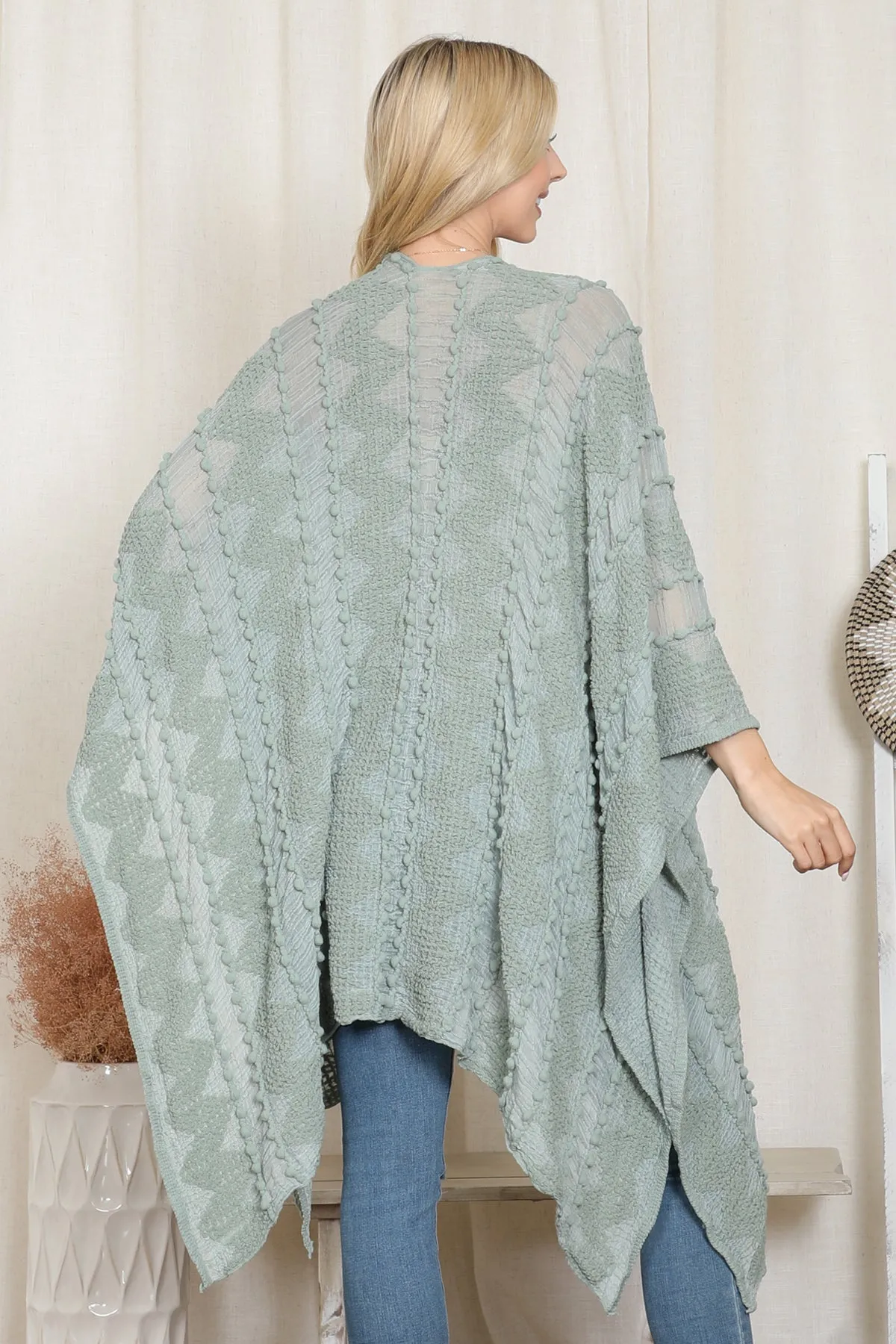 ZIGZAG POMPOM PALMER KIMONO