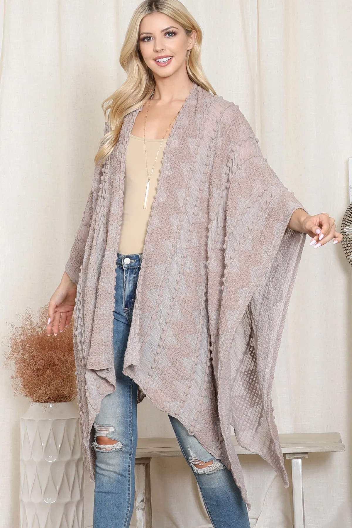 ZIGZAG POMPOM PALMER KIMONO