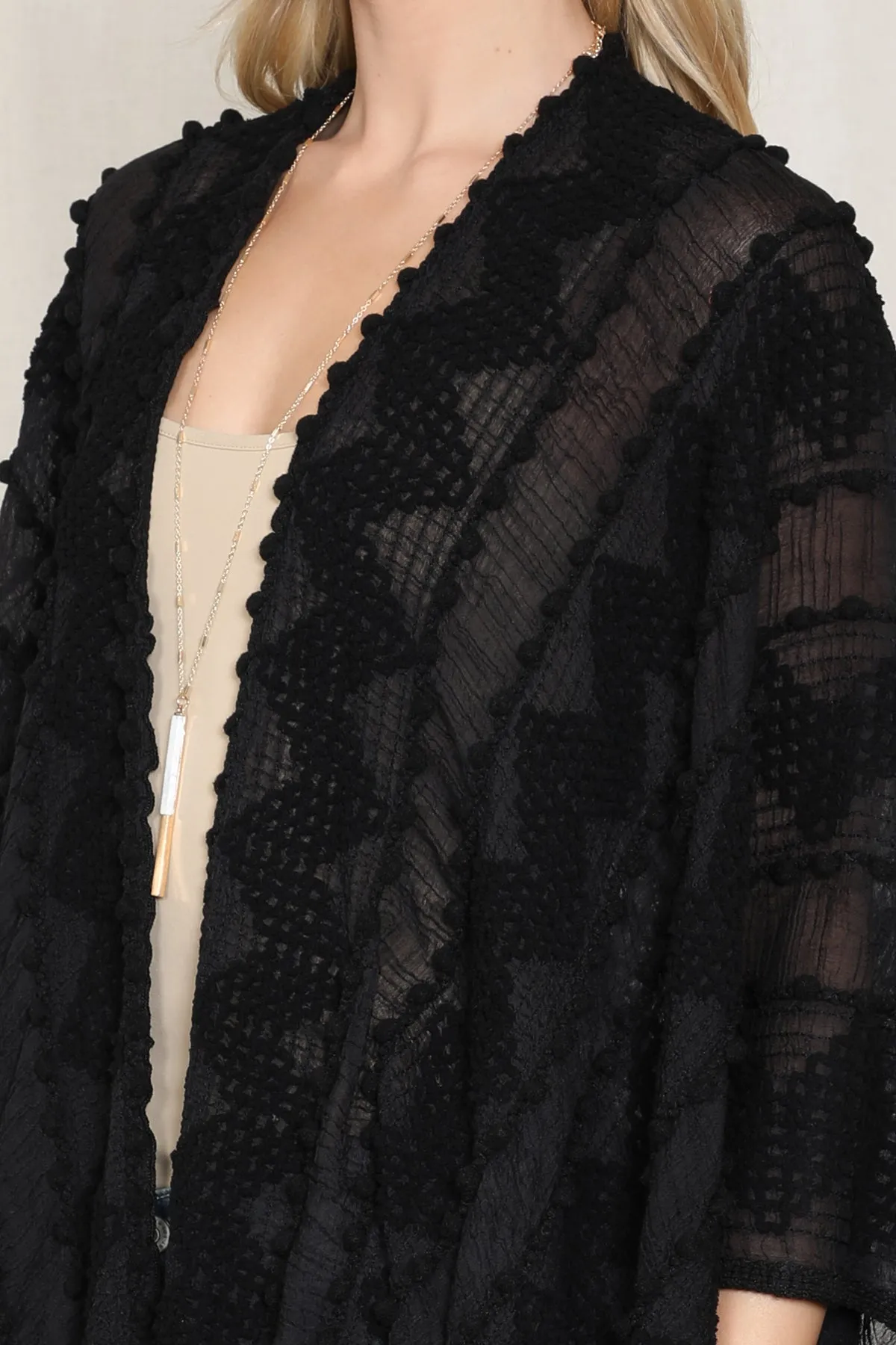 ZIGZAG POMPOM PALMER KIMONO