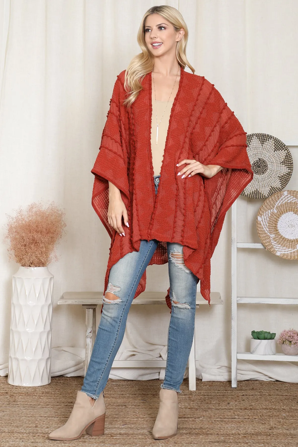 ZIGZAG POMPOM PALMER KIMONO