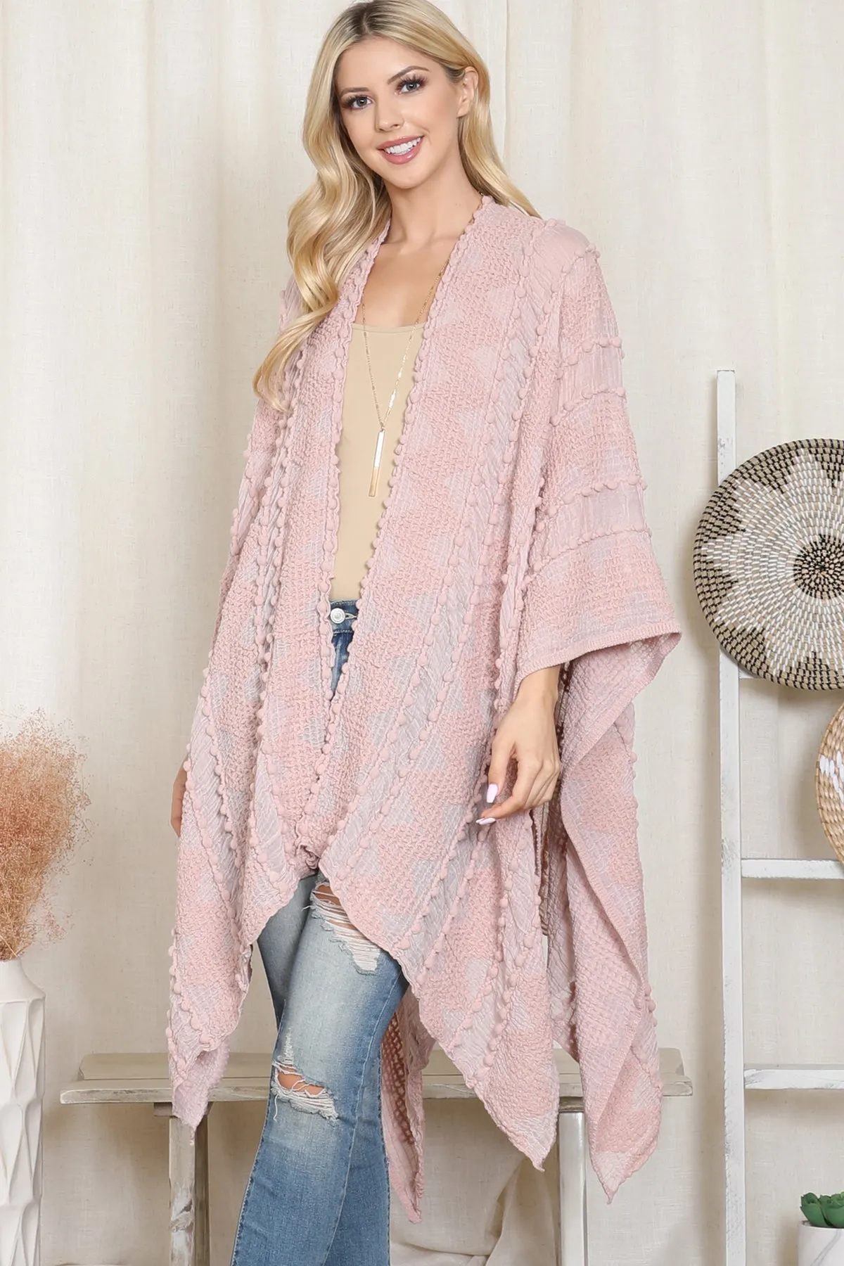 ZIGZAG POMPOM PALMER KIMONO